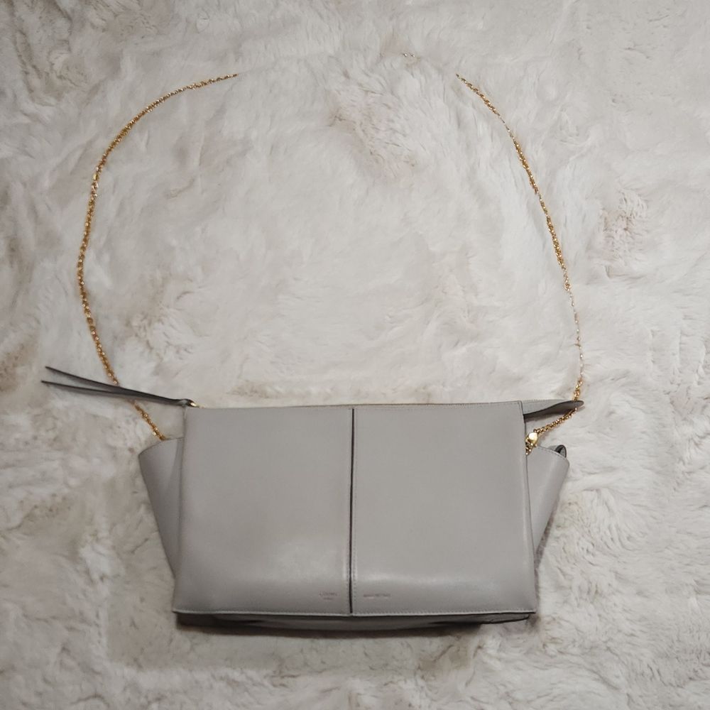 Celine Shoulder Bag/Clutch with Metal chain Light Grey